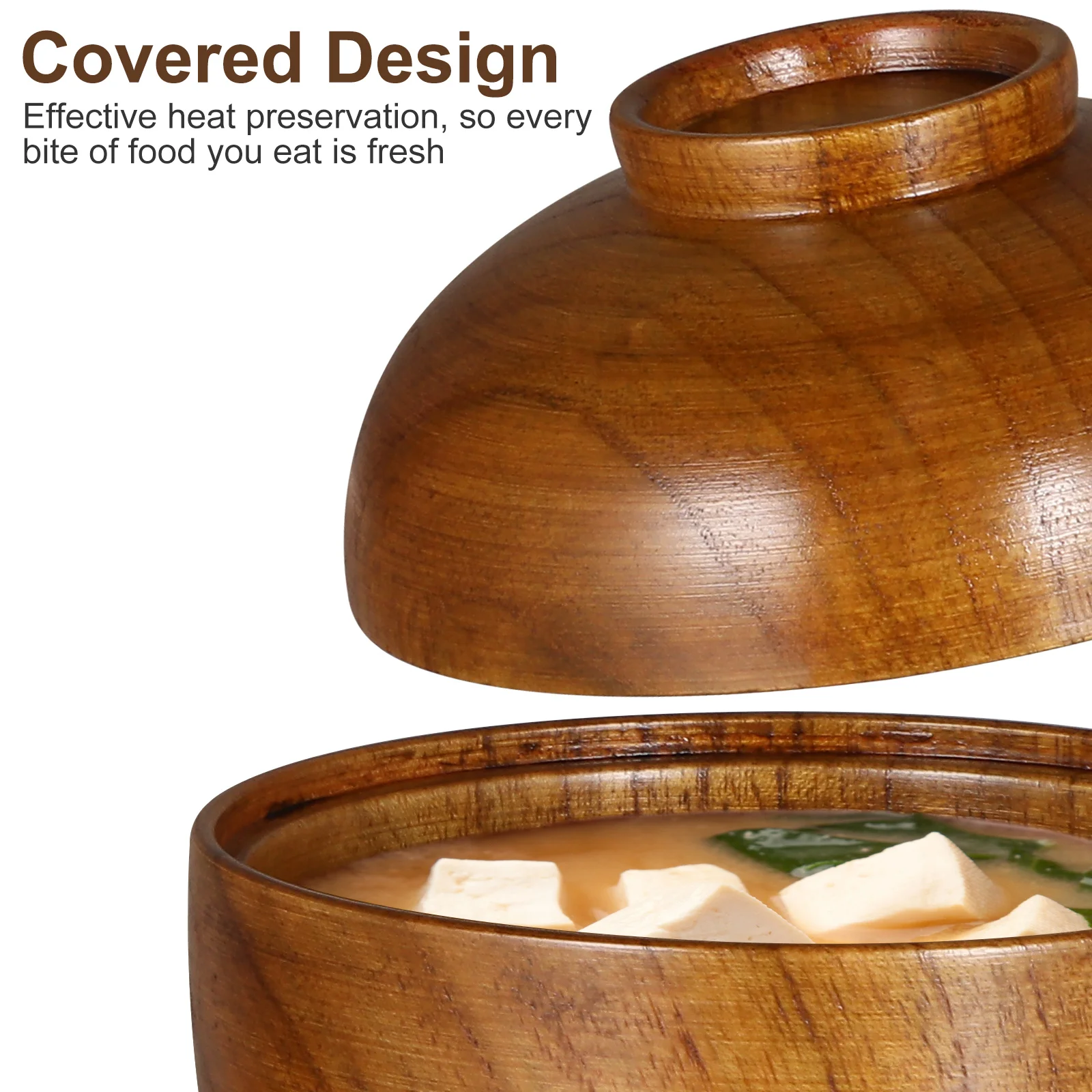 

2pcs Wooden Appetizer Rice Soup Serving Wood Tableware Snacks Serving Bowl Lightweight Household Salad Snack Bowl
