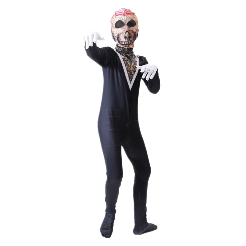 Bambini vestito scheletro Costume spaventoso ragazzi vestito stampato gentiluomo scheletro tuta ragazzi ragazze Halloween gioco di ruolo Costume
