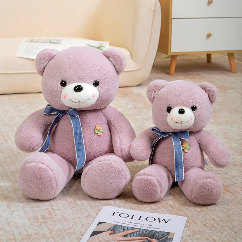 Kawaii arco-nó urso boneca de pelúcia animal macio bonito urso brinquedos de pelúcia quarto festa decoração amantes meninas aniversário presente dos namorados