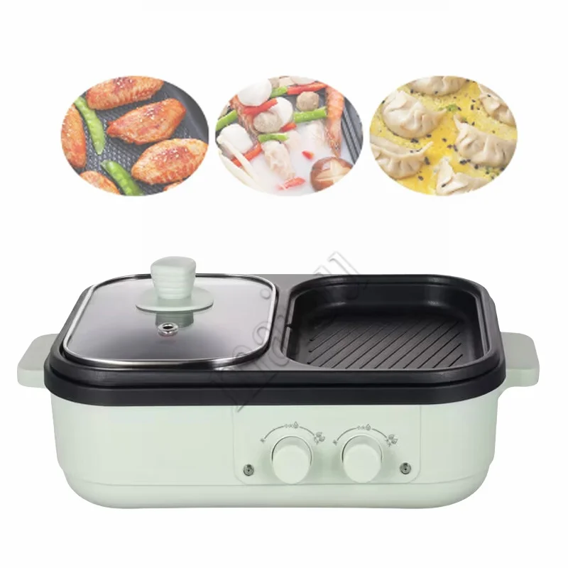 

220V Electric Oven for Home Barbecue Machine Multifunction Hot Pot Rinse Grilled Decoction Dual-use Multi Cooker 1300W