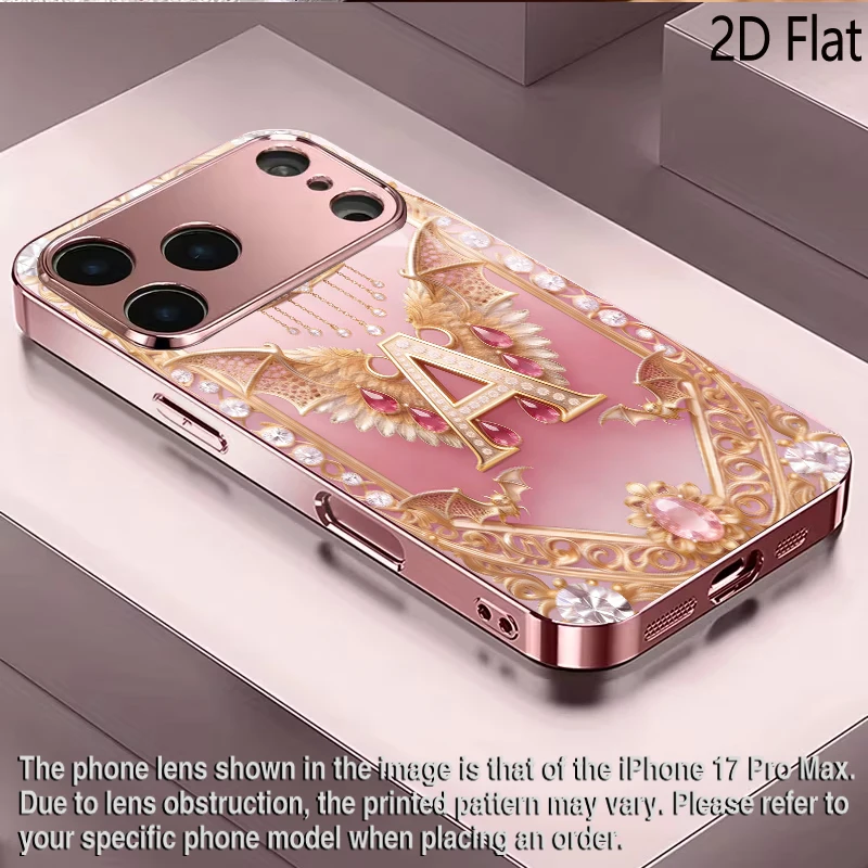 Carcasa Protectora Antigolpes con Diseño de Corona Dorada Brillante 2D Plana para iPhone 17 18 16 15 14 13 12 11 Pro Max XS XR 8 7Plus