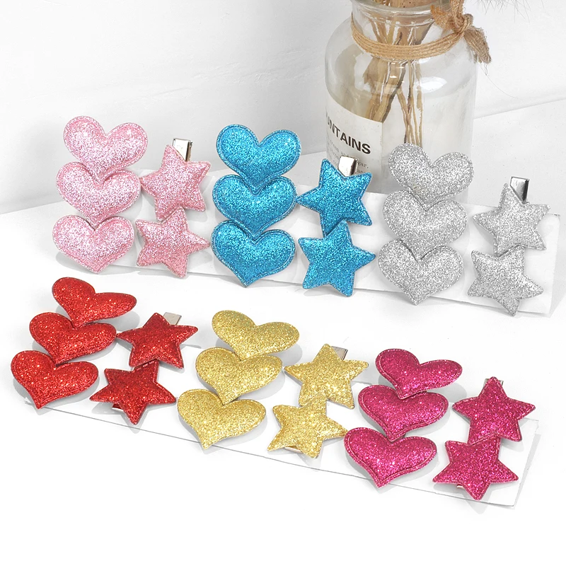 2Pcs/Set Bright color Star Love Hair Clips For Baby Girls Cute Hairpin Barrette New Headwear Kids Fashion Hair Accessories Gift