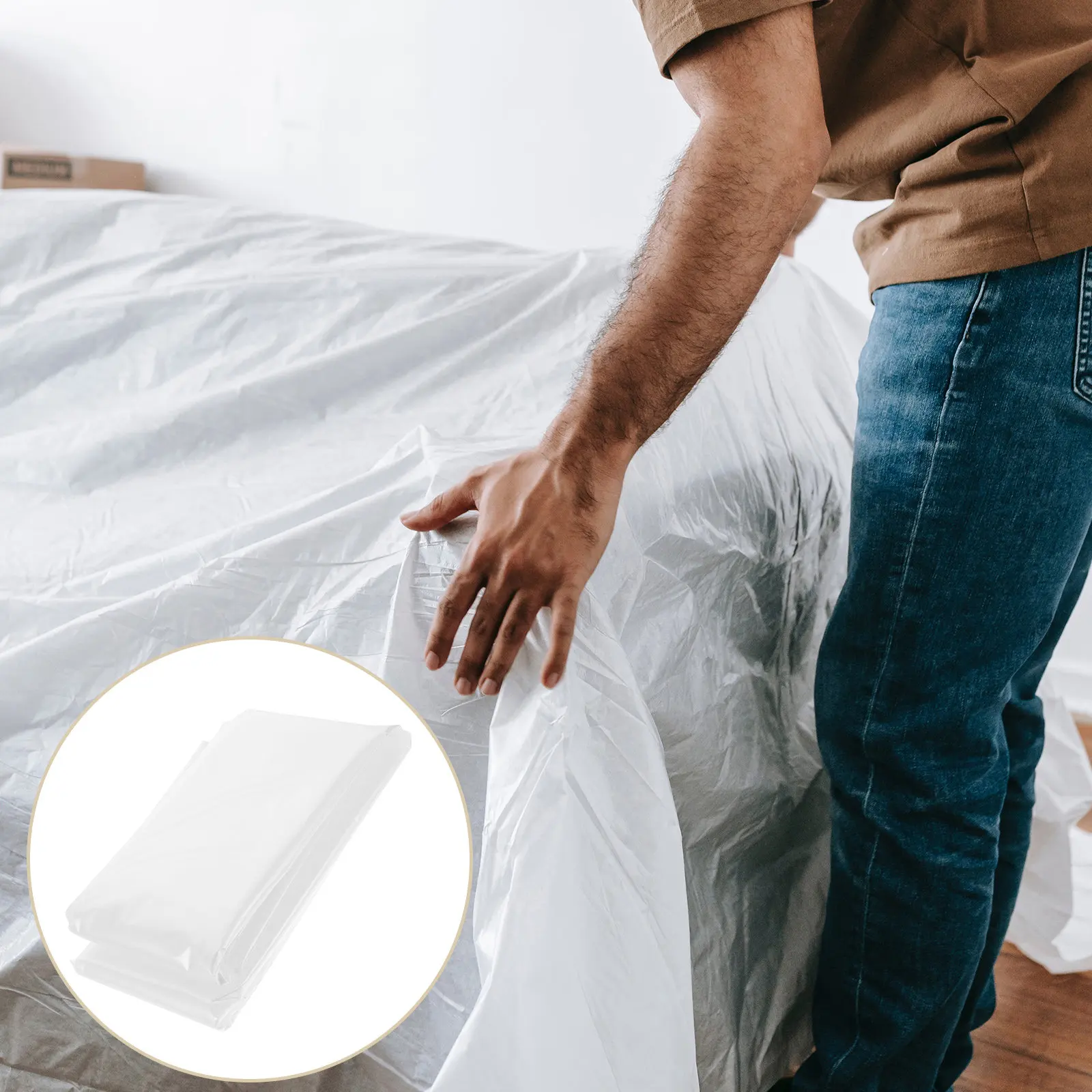 Plastic Sofa Protective Cover Clear Waterproof Large Couch Dust Proof Moving Furniture Storage Protector Bag Large Sofa Cover