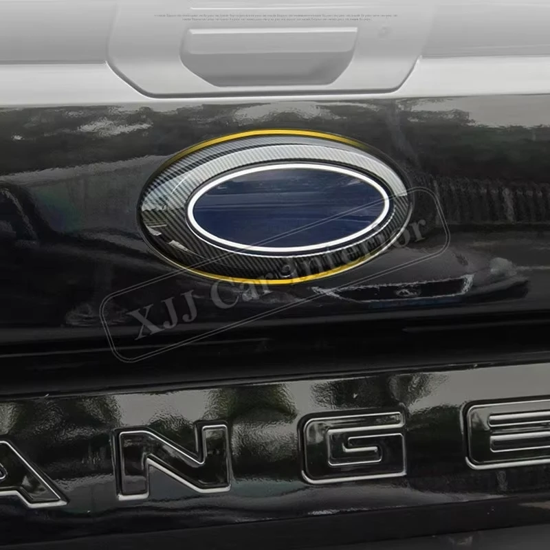 

For Ford Ranger Wildtrak 2023 2024 Car Rear Badge Ring Emblem Frame Cover Decoration Trim Sticker Carbon Fiber Logo Accessories
