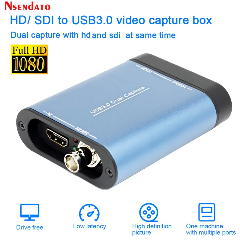 2 Channel SDI HDMI USB3.0 Video Recorder Capture SDI HDMI to USB 3.0 HD Video Recorder Box Dongle Game Live Streaming Broadcast