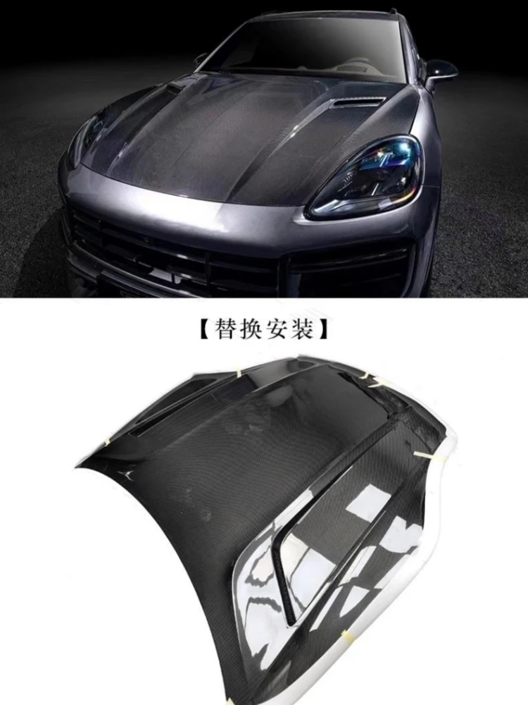 Carbon fiber Engine Cover for  Porsche Cayenne 9Y0 coupe 18-22 modified new style Bonnet hood scoop body kit Car Accessories