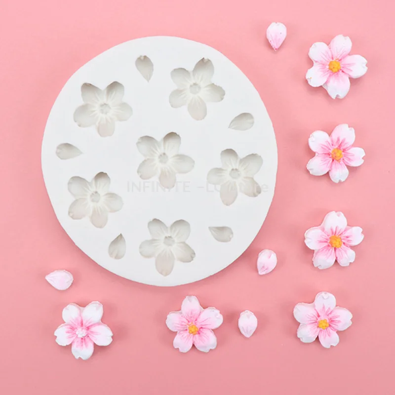 1Pc 6 Holes Cherry Flowers Silicone Mold Sugar Chocolate Small Flower Diy Cake Mold Wedding Cake Decorating Tools