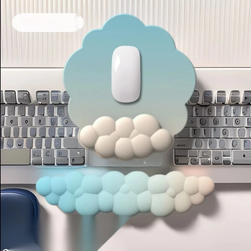 Memory Foam Wrist Rest Mouse Pad Set Cloud Pattern 5 Colors Ergonomic Desk Mat Office Gaming