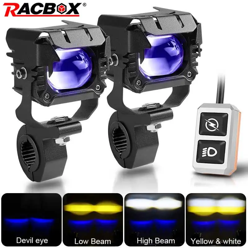 

Motorcycle Demon Eye Spotlights 90W Led Auxiliary Spotlight 5000lm High Low Beam Driving Fog Lamps Flashing Lens Headlight Bulb