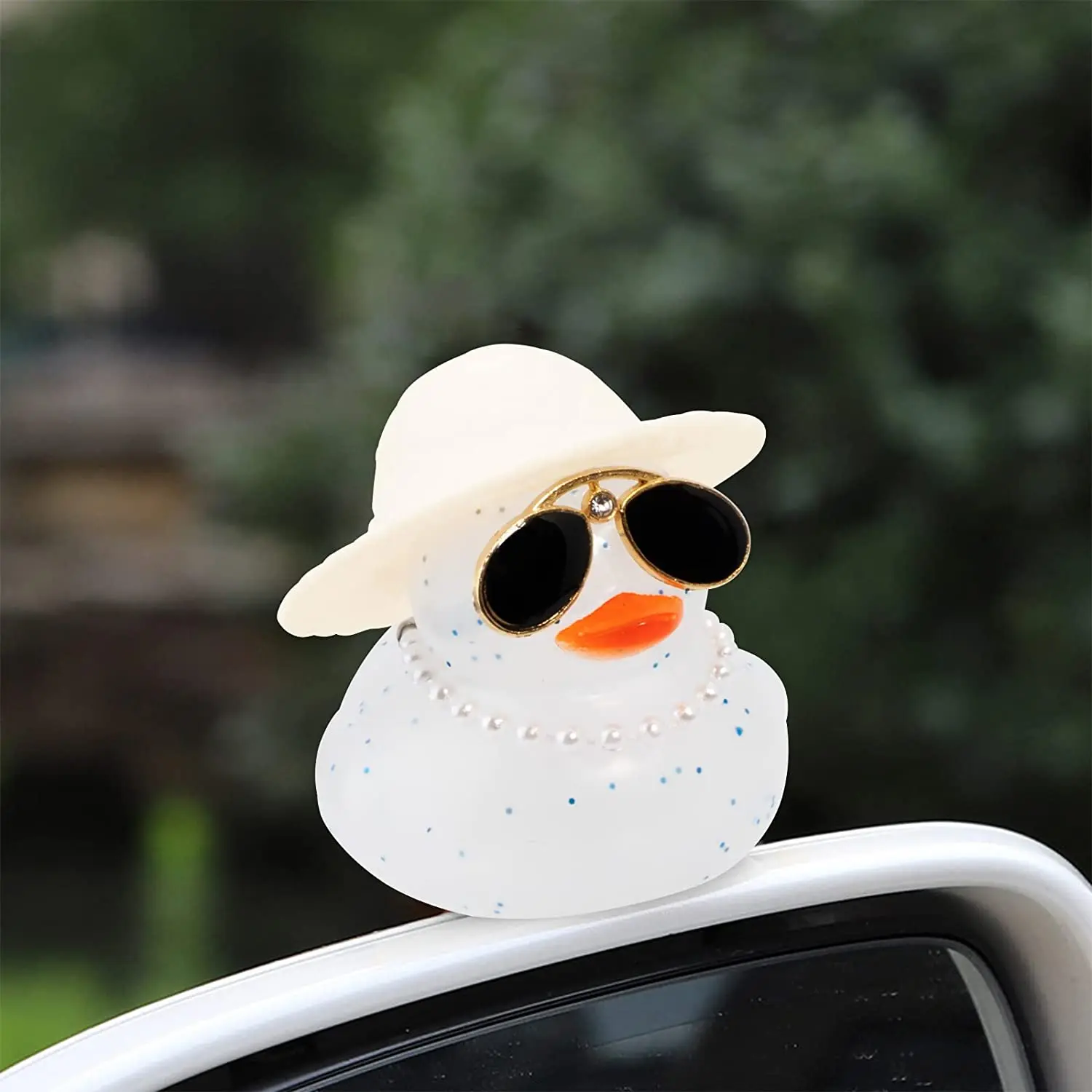 1PC Car Rubber Transparent Duck Ornament Dashboard Decorations for Car Dashboard Duck with Princess Hat Cowboy Hat