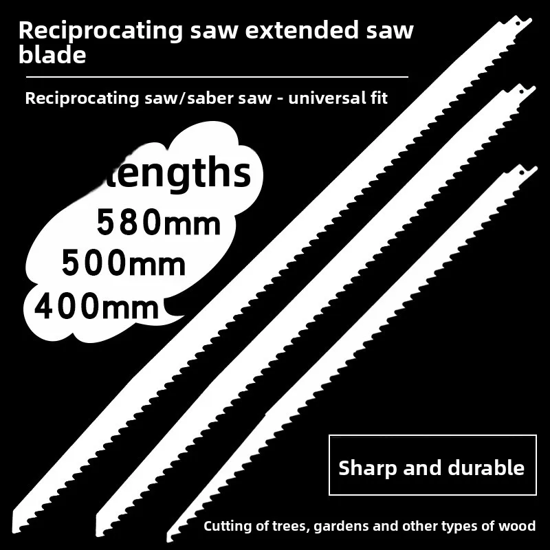 Long Reciprocating Saw Blades Alloy Steel for Wood, Steel Pipe, Aerated Block, Glass & Metal Cutting