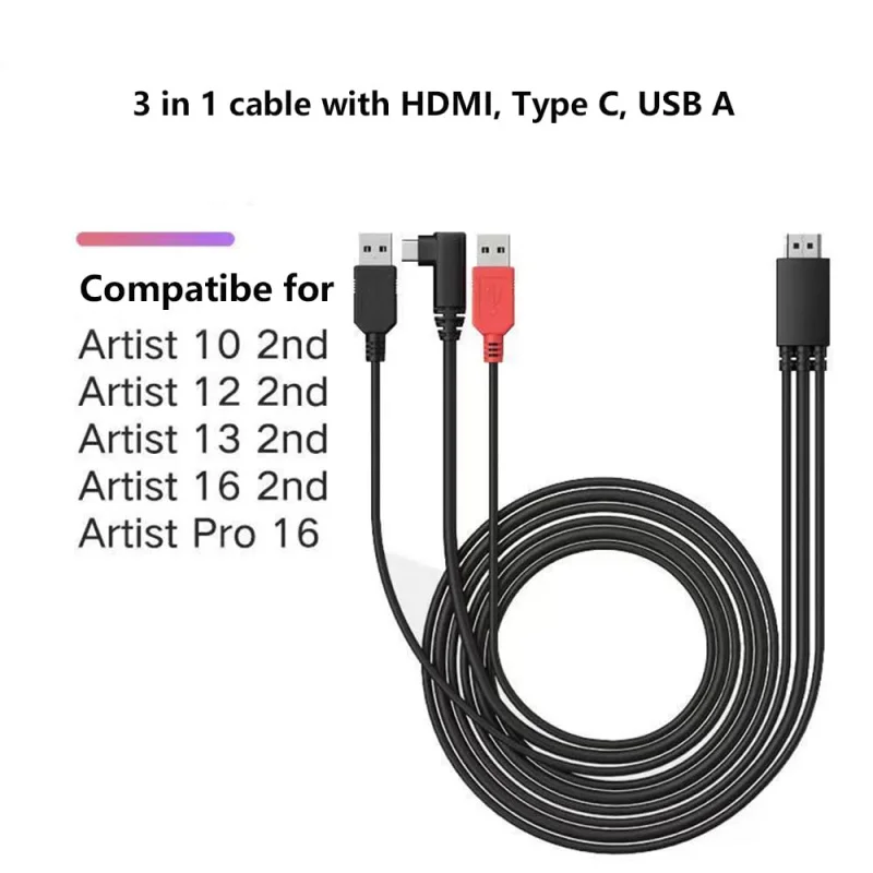 Kabel 3 w 1 do tabletów XP Artist 10 (2. generacji), Artist 12 (2. generacji), Artist 13 (2. generacji), Artist 16 (2. generacji), Artist Pro 16 — zdjęcie produktu 3