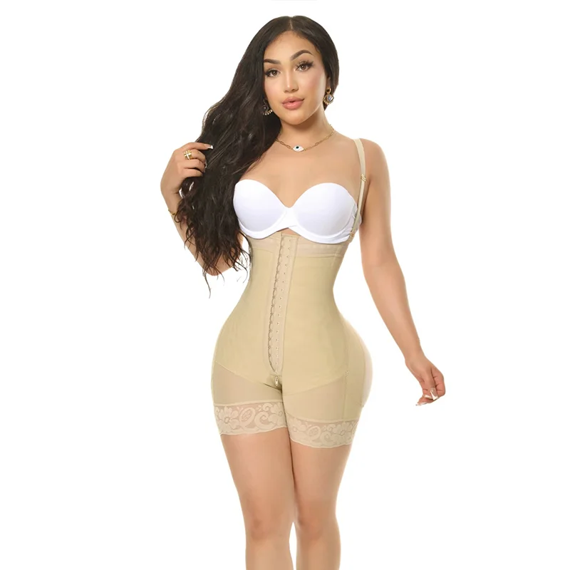 Fajas Women Double Compression Belly Hook-eyes Butt Lifter Body Shaper Garment Adjustable Straps Waist Trainer Shapewear