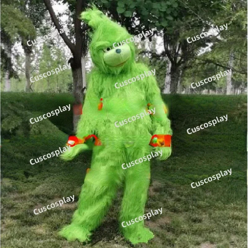 Disfraz de mascota monstruo del genio del diablo verde de Animal de Navidad, disfraz de dibujos animados de Anime, características de fiesta, espectáculo de Navidad y Halloween