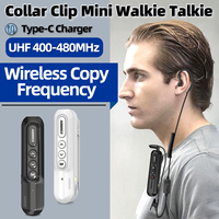 ABBREE AR-W5 Collar Clip Mini Walkie Talkies 8 Volume Adjustment Wireless Copy Frequency UHF VOX Type-C Chager Handsfree Radios