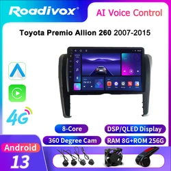 roadivox Android car radio for Toyota Premio Allion 260 2007 2015 GPS Navigation video Multimedia Player tape recorder carplay