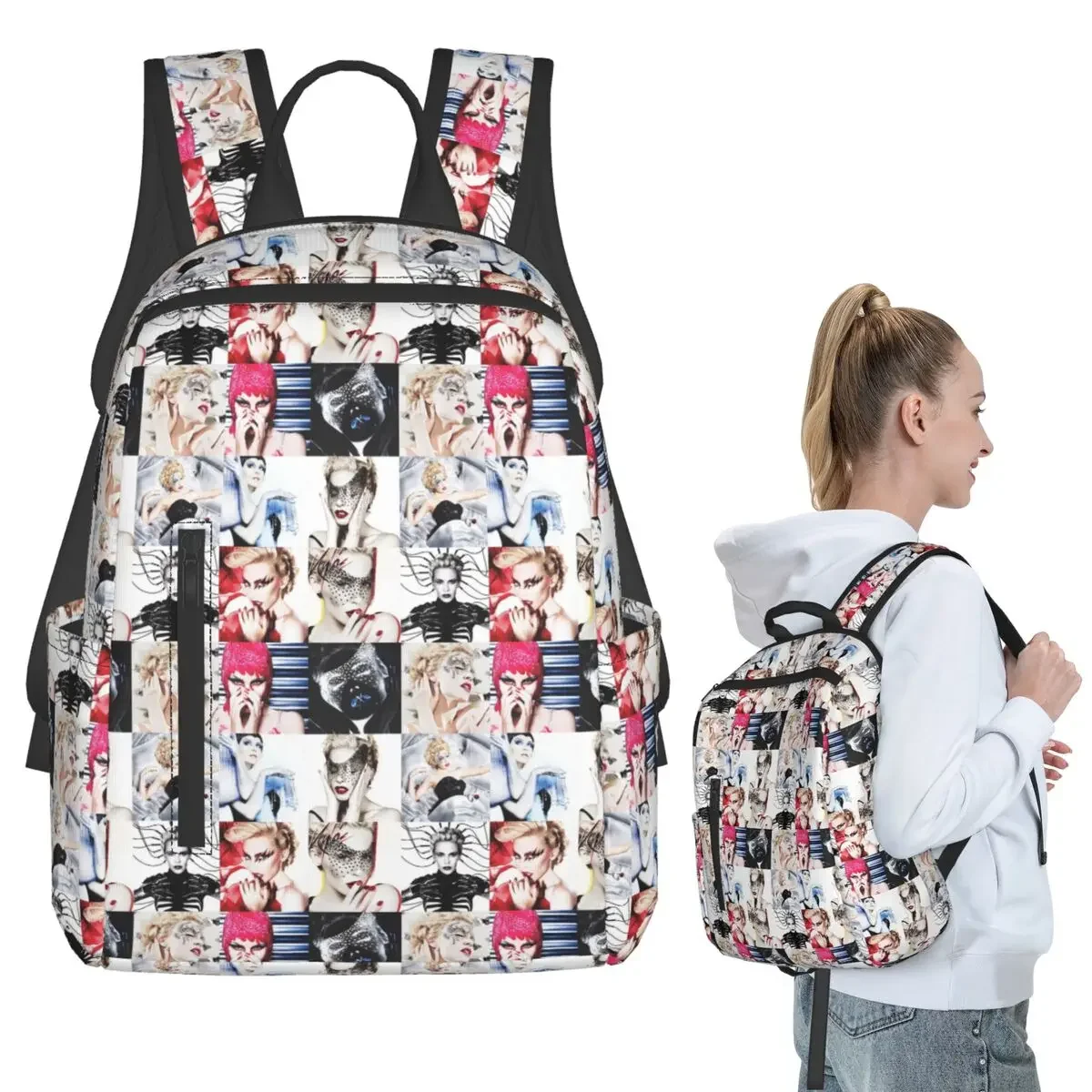 

Kylie Minogue - Collage Backpack Student Boys Girls BookBag Children School Bag Computer Shoulder Bags for Men Women