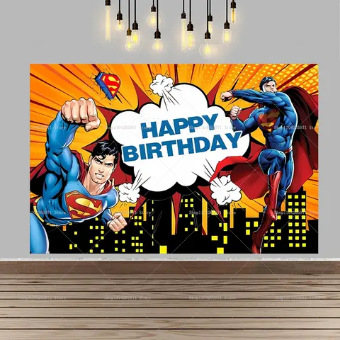 DC Comics Superman Backdrop Banner Superhero Heroic Logo Theme Kids Boys Birthday Party Decor Photography Background Supplies