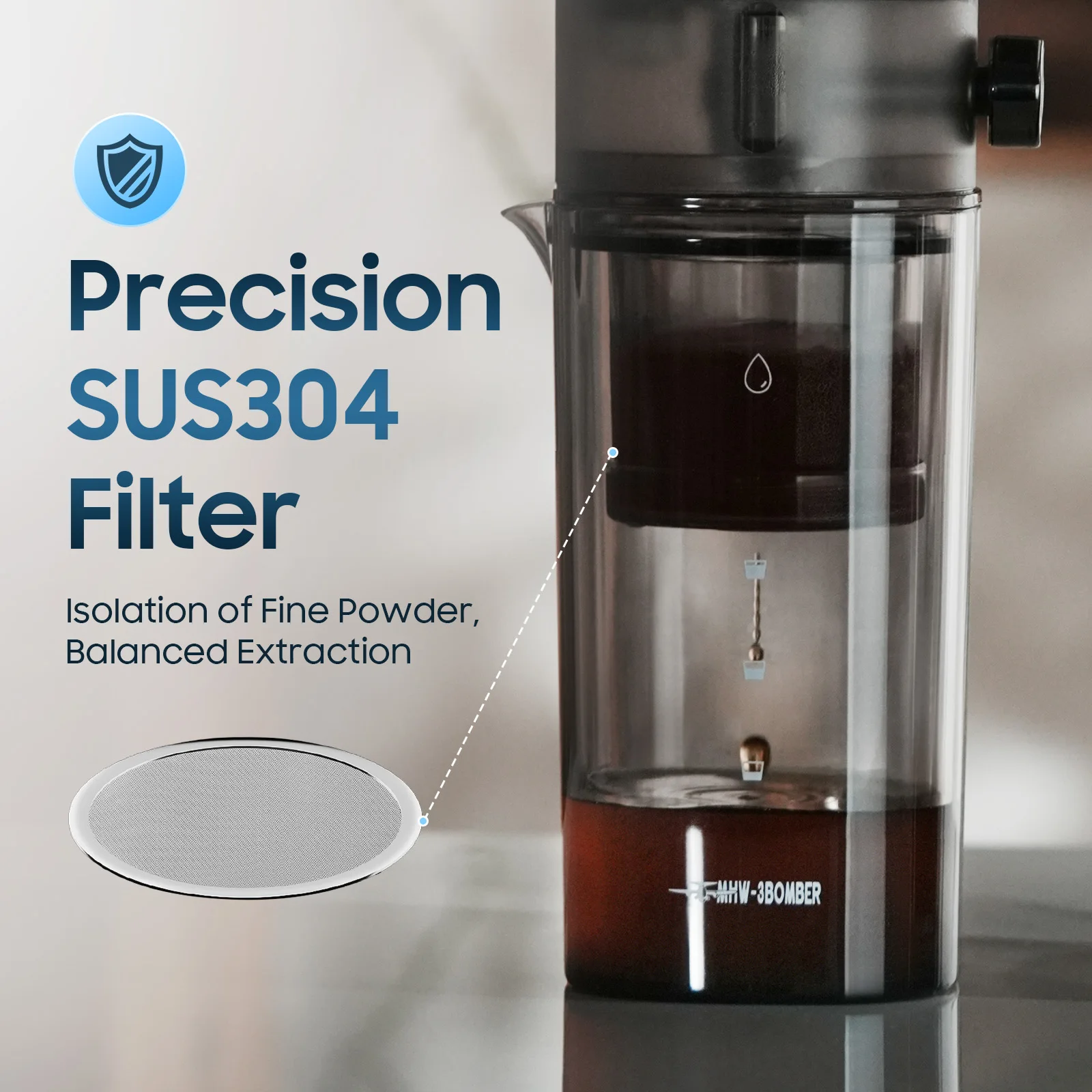 MHW-3BOMBER Iced Coffee Maker 400ml Cold Brewer Portable Cold Brewing Coffee Kettle Glass Coffee Pitcher Summer Camping Tools