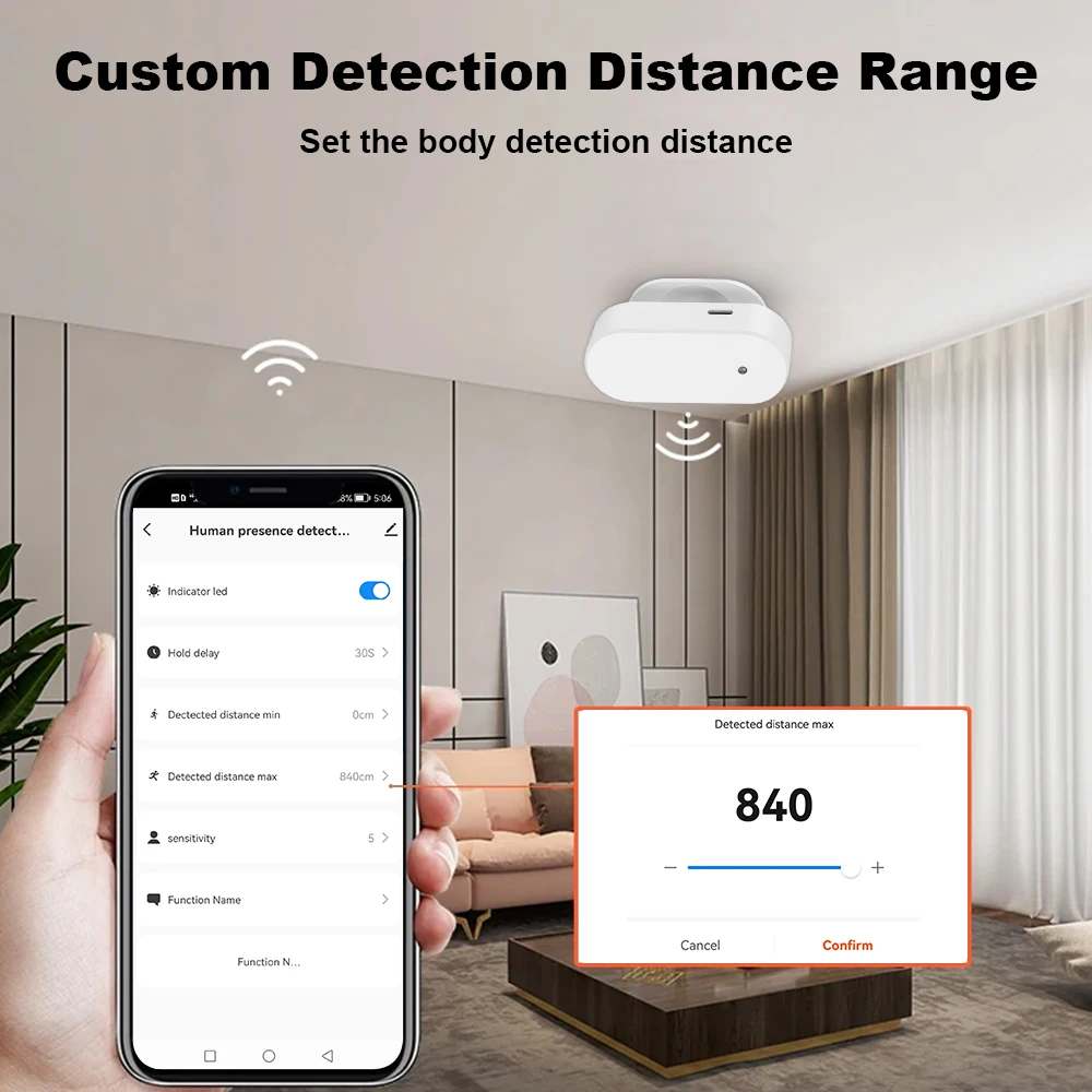 24G Tuya Smart WiFi/Zigbee 3.0 Body PIR Sensor Smart Motion Transducer Smart Life Home Security Control Via Alexa Google Home