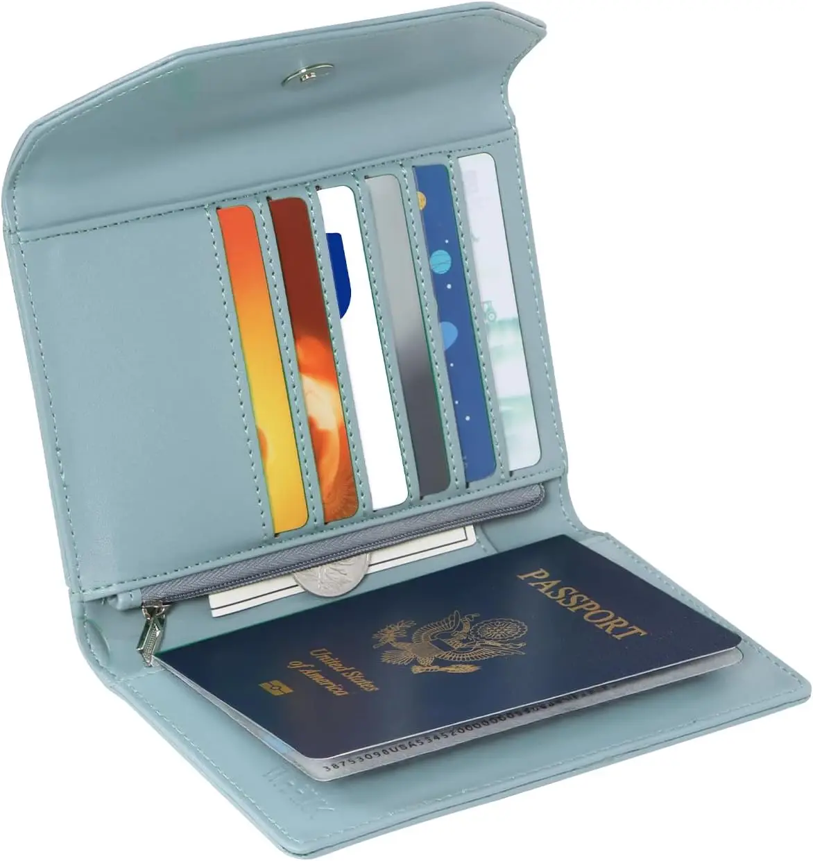 

Кожаный чехол для паспорта с RFID-защитой, дорожный кошелек для мужчин и женщин, синий