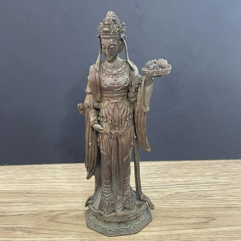 Antique Bronze Guanyin Bodhisattva Creative Home Garden Living Room Entrance Decoration Miniature