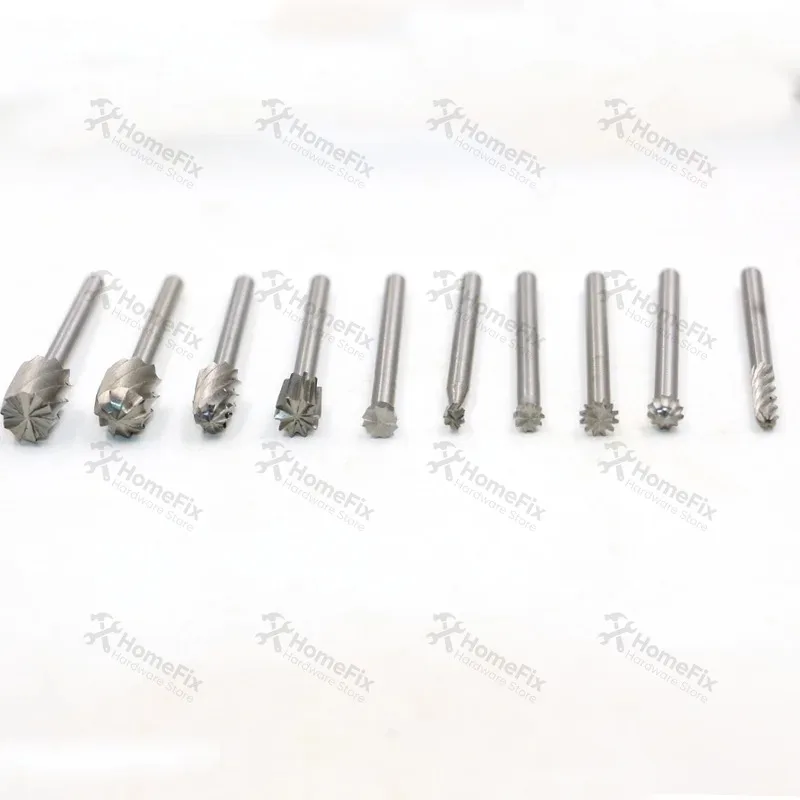20pcs 3.1mm Shank Rotary Burr Set HSS Carbide Milling Cutter Grinding Bits Metal Polishing Rotary Tool Accessories
