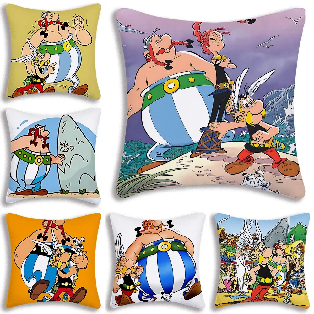 

Adventure Comic Asterix And Obelix Pillow Covers Cartoon Sofa Decorative Home Double-sided Printing Short Plush Cushion Cover