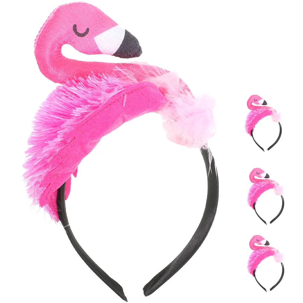 

4 pcs Flamingo Headband Hawaiian Party Hair Accessories For Women Tropical Beach Animal Headband Decorative Lightweight