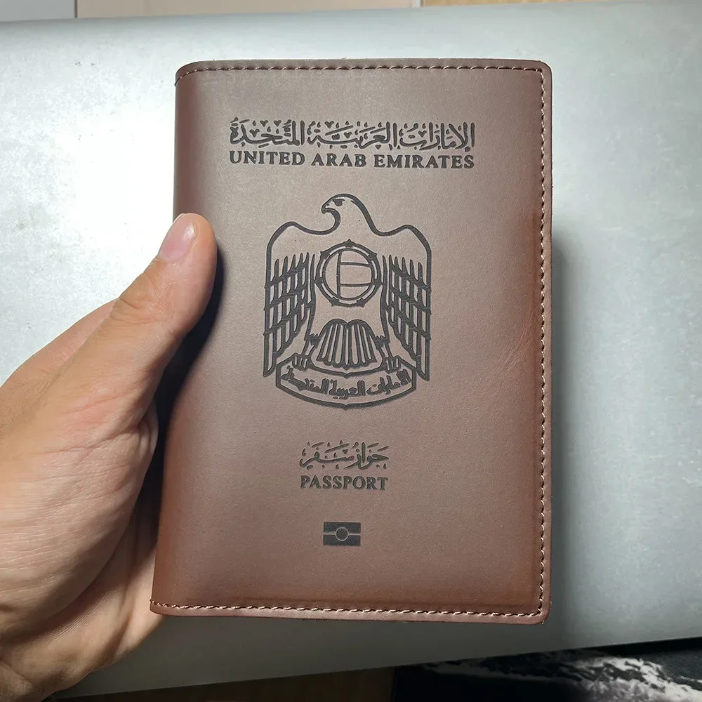 100% Leather The United Arab Emirates Emirati Passport Cover Genuine Leather Emirates of The Uae Passport Holder Passport Case