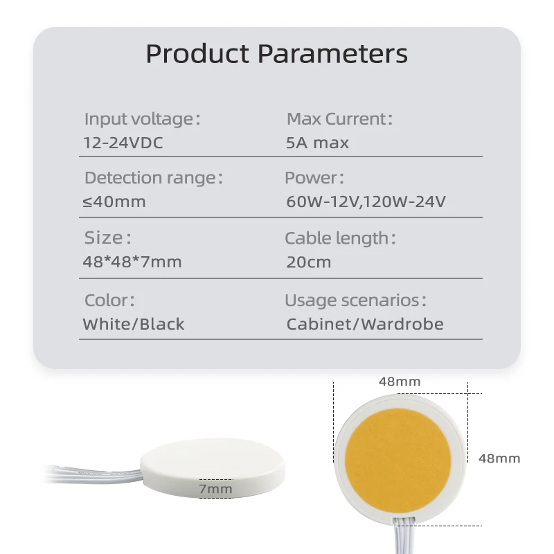 DC12V 24V Penetrable Smart Sensor 5A 60W Wood Board Touch Switch for Cabinet LED Light Touch Switch