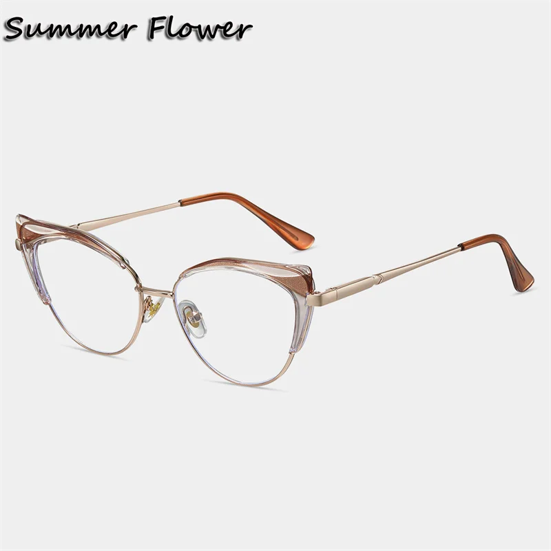 Women Fashion Cat Eye Optical Glasses Frames Spring Hinge TR90 Light Prescription Eyewear for Recipe Lenses Spectacles Gafas