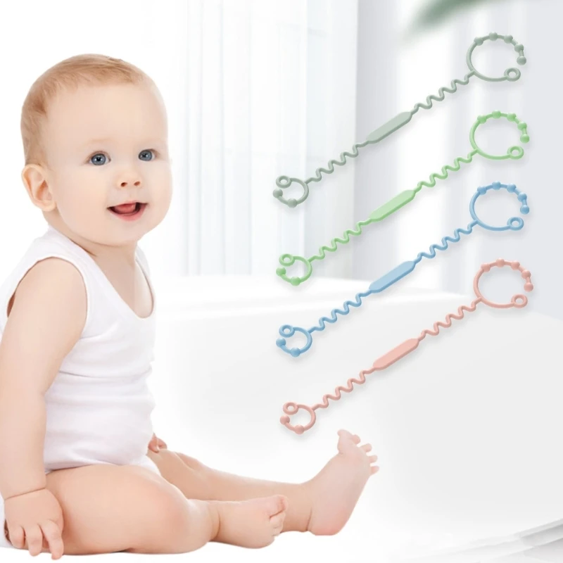 Upgraded Silicone Toy Clips Adjustable Baby Pacifier Toy Feeding Bottle Safety Straps for Stroller High Chair Cribs