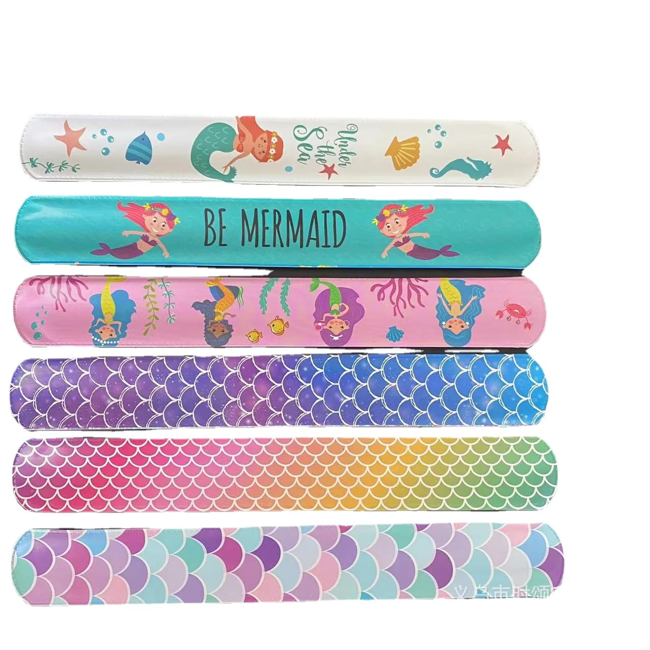 12Pcs Mermaid Girl Slap Bracelets Gifts Cartoon Mermaid Party Decoration Kids Girls Happy Little Mermaid Birthday Party Favors