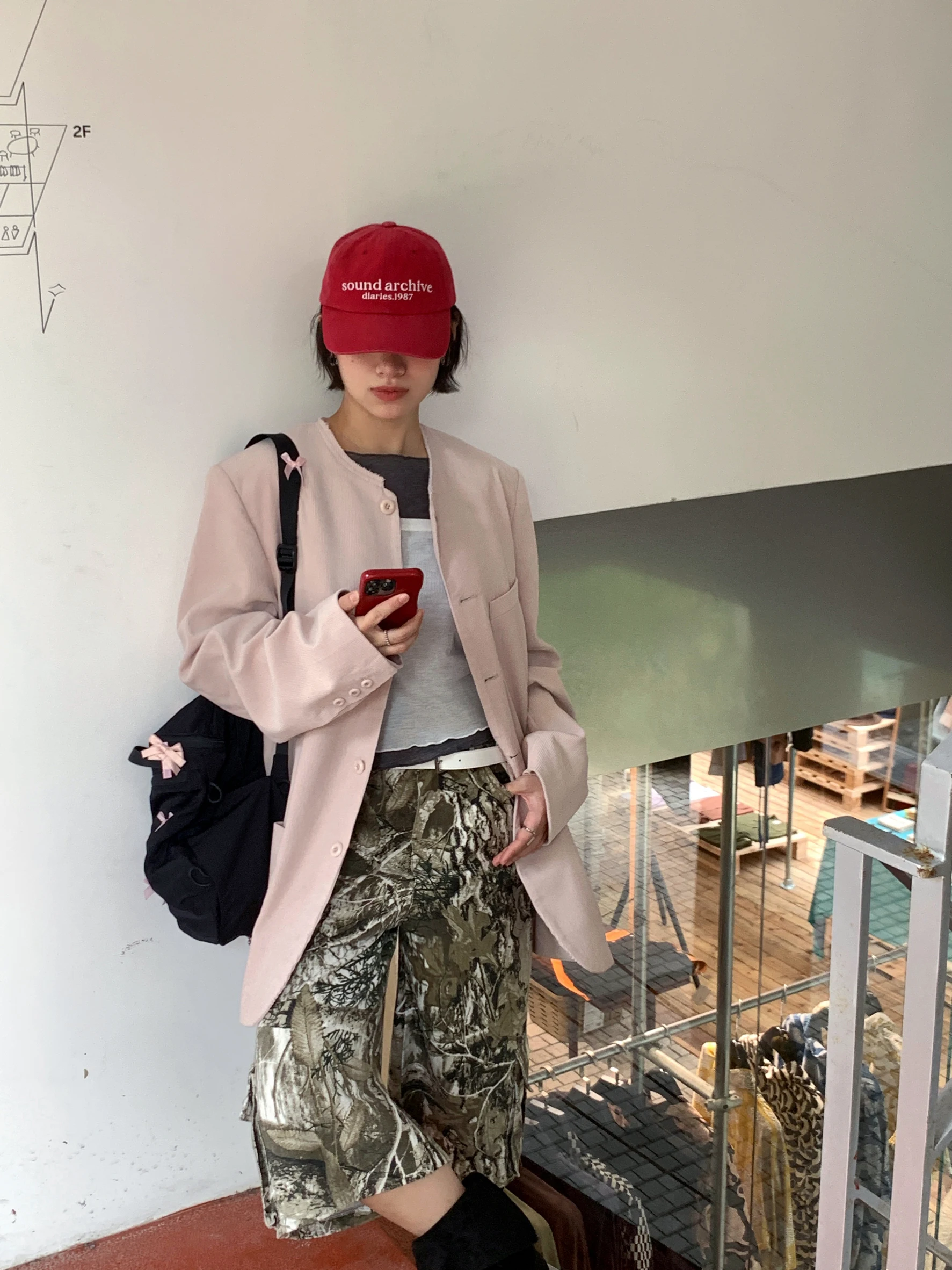 

Retro Tassel Design round Ne Corduroy Suit Loose Women's Jaet Commute Sle High Waistline Long Sve Mid-Length Coat