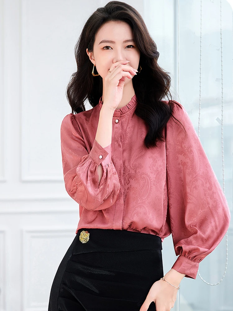 QOERLIN Leisure Style Fashion Chiffon Shirt Women's Clothing Sales Autumn New Chic Blouse OL Top Lady Elegant Versatile Slimming