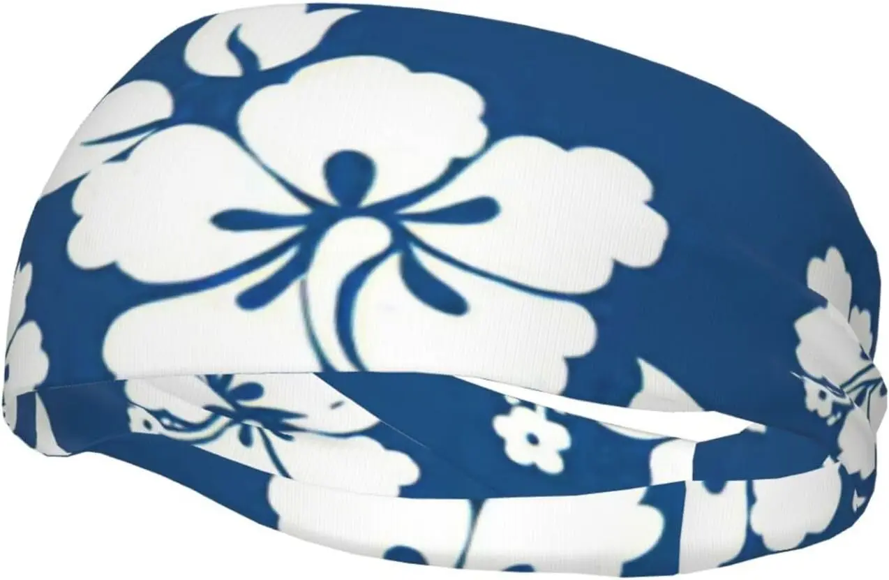 

Hawaii Flower Print Sports Sweatband Headband Workout Running Headbands for Women Men Unisex Funny