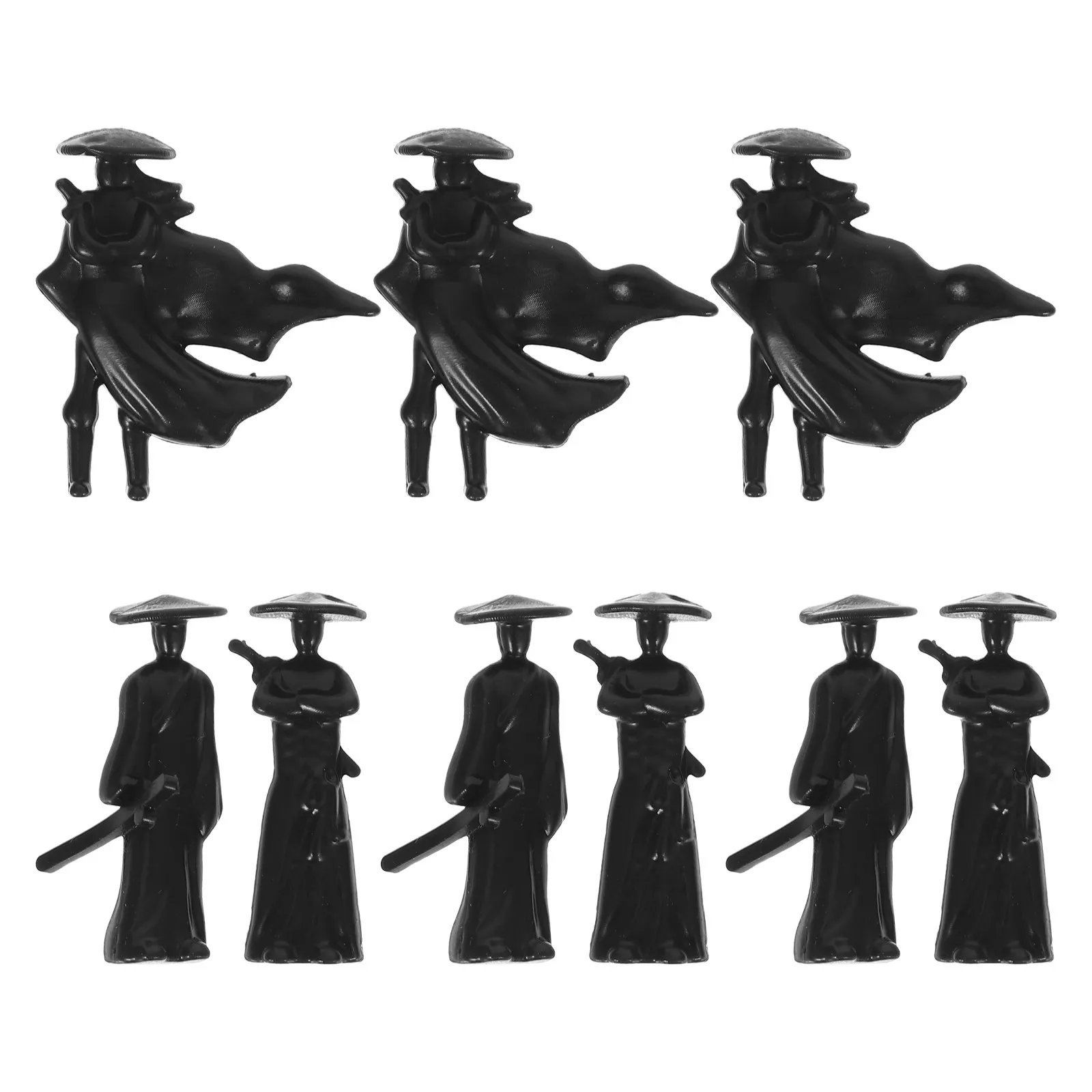 9Pcs Knight-Errant Chinese Small Car Ornament Micro Landscape Desk Bonsai Decor Miniature Martial Arts Warrior Sculpture