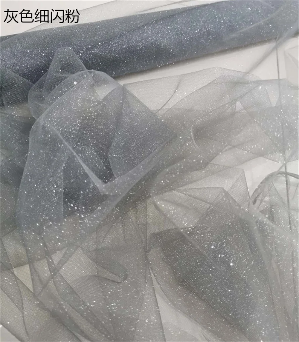 3Meters/Pack Off White Silvery Glitters Tulle Net Mesh Fabric Bride Veil Wedding Gown Lace Stiff