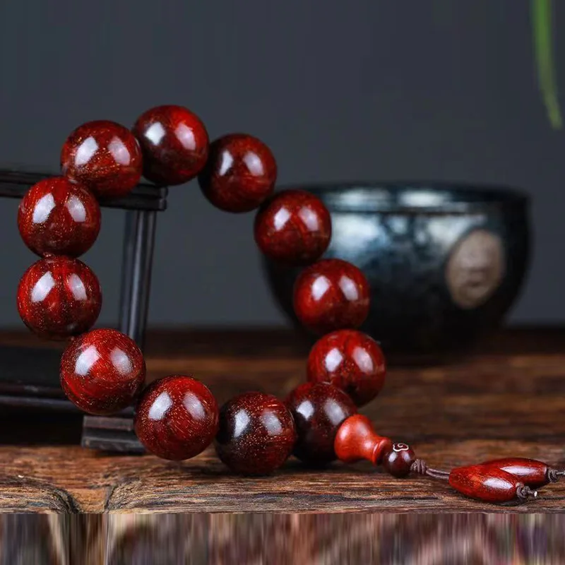 African Pterocarpus Santalinus 2.0 Prayer Beads Men Crafts High Oil Density Sandalwood Rosewood Rosary Bracelet Old