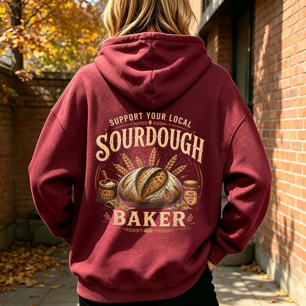 Support Your Local Sourdough Baker Graphic Vintage Style Unisex Sweatshirt Sourdough Baker Hoodie Bread Making Hobbyists Hoodies