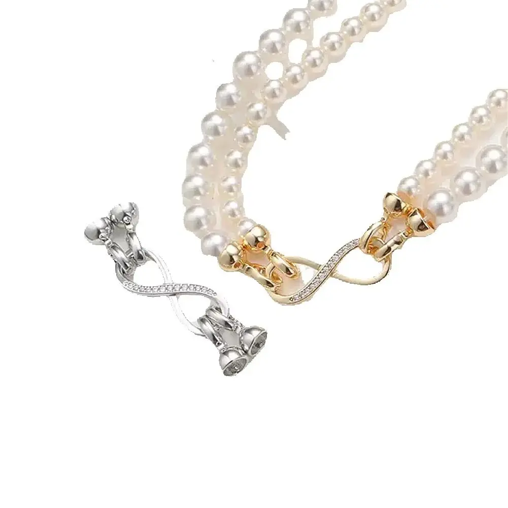 

WT-JFE125 New Exquisite Clasp With Yellow Brass Figure-Eight Long Buckle For Necklace Fine Making Accessories