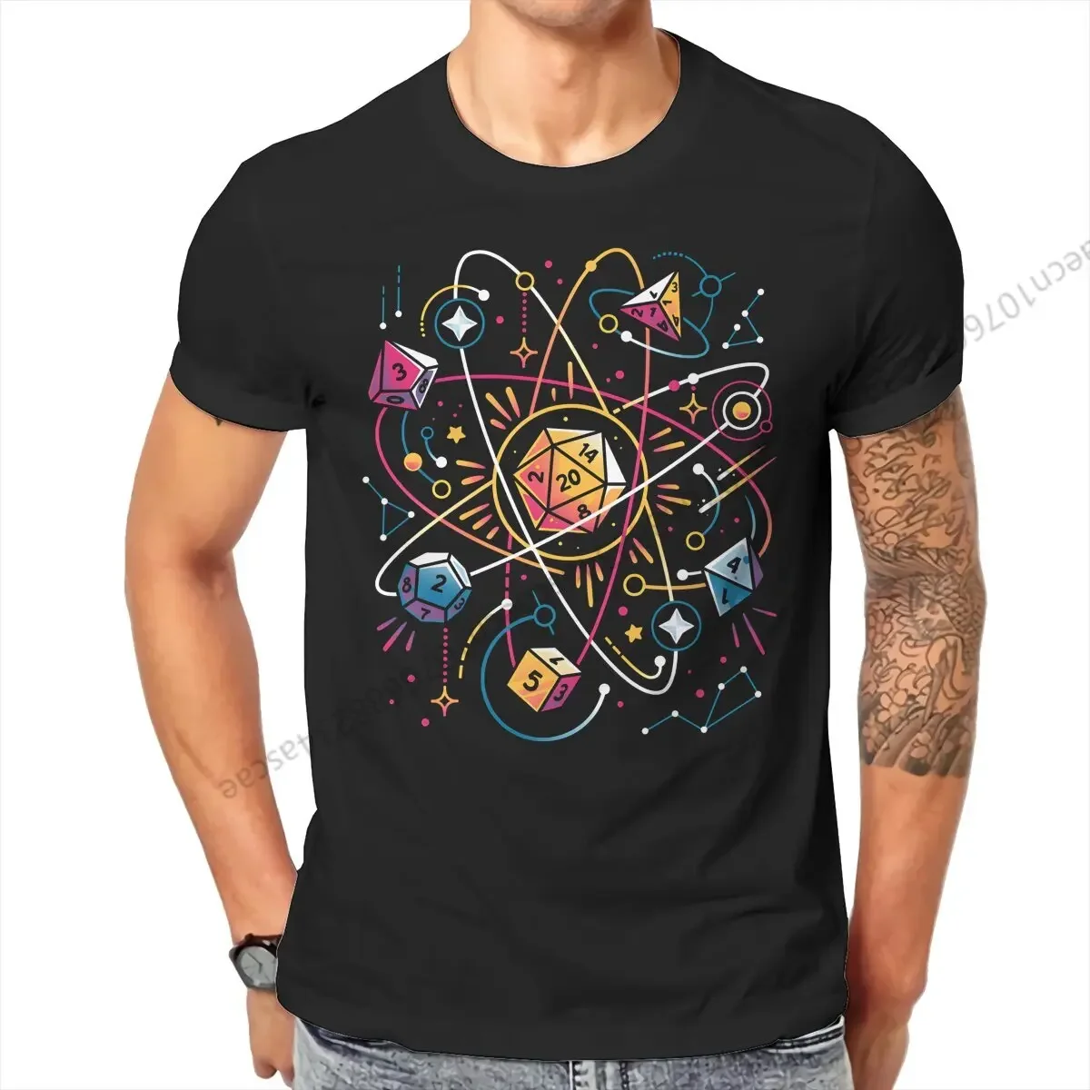 

Dice Atom Retro Style Graphic Tee Men Cotton O-Neck Casual Summer T-Shirt