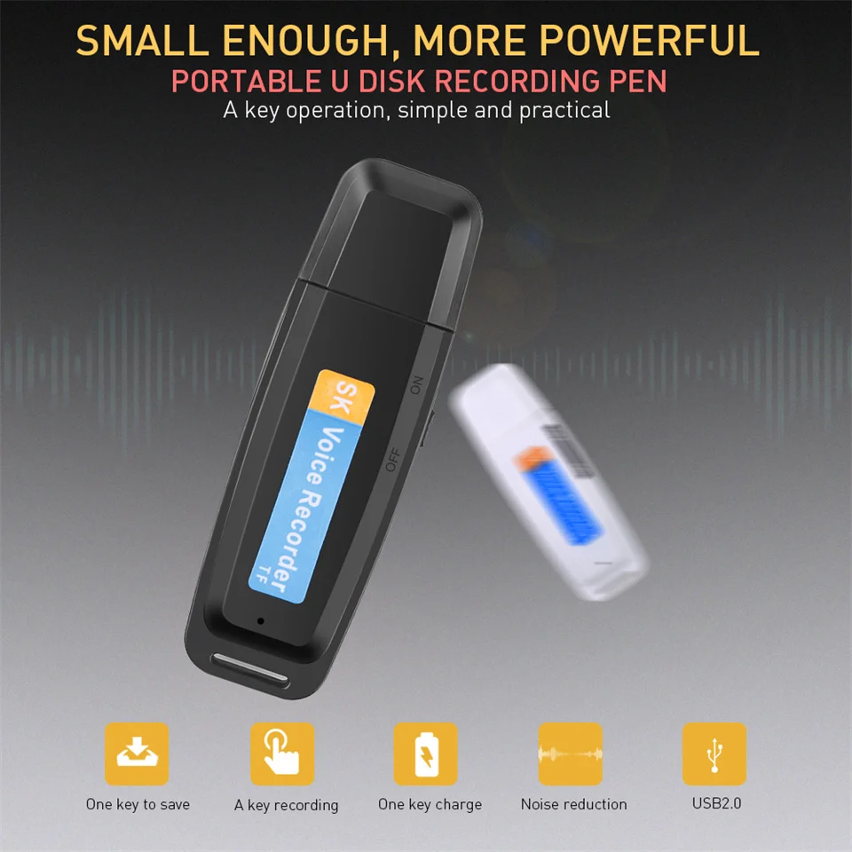 USB Voice Recorder Portable Sound Dictaphone Mini Oice Pen U-Disk Professional Flash Digital Audio Support Up 32GB TF Card