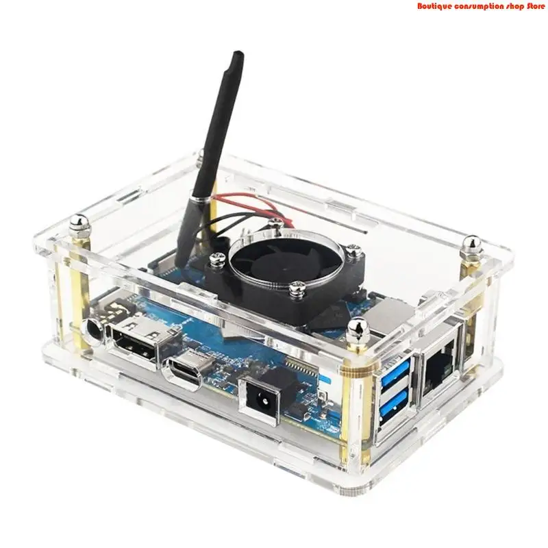 L9NA Acrylic Case Enclosure for Orange 4 LTS Board with Quiet Cooling Fan Transparent Clear Cooling for Case Quiet
