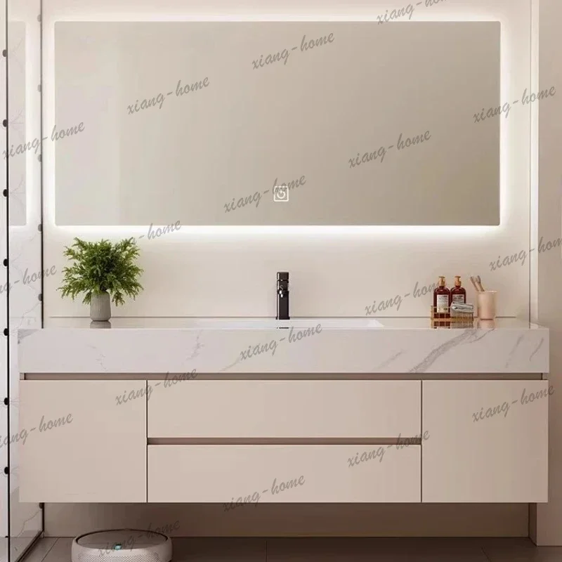 Factory Direct Simple Vanity Bathroom Cabinets Miroir Rock Plate Apartment Toilet Bathroom Wc ​​Plywood Furniture Kasten In De B