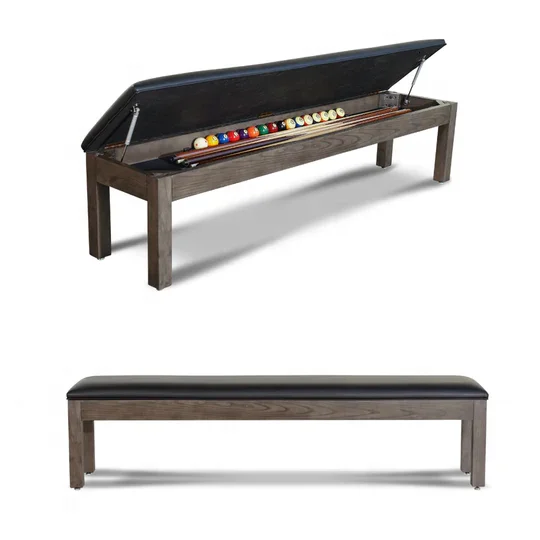 Billard important autres sports d'intérieur banc en bois avec jalons cachés et rangement de balles pour tables de piscine et de piscine