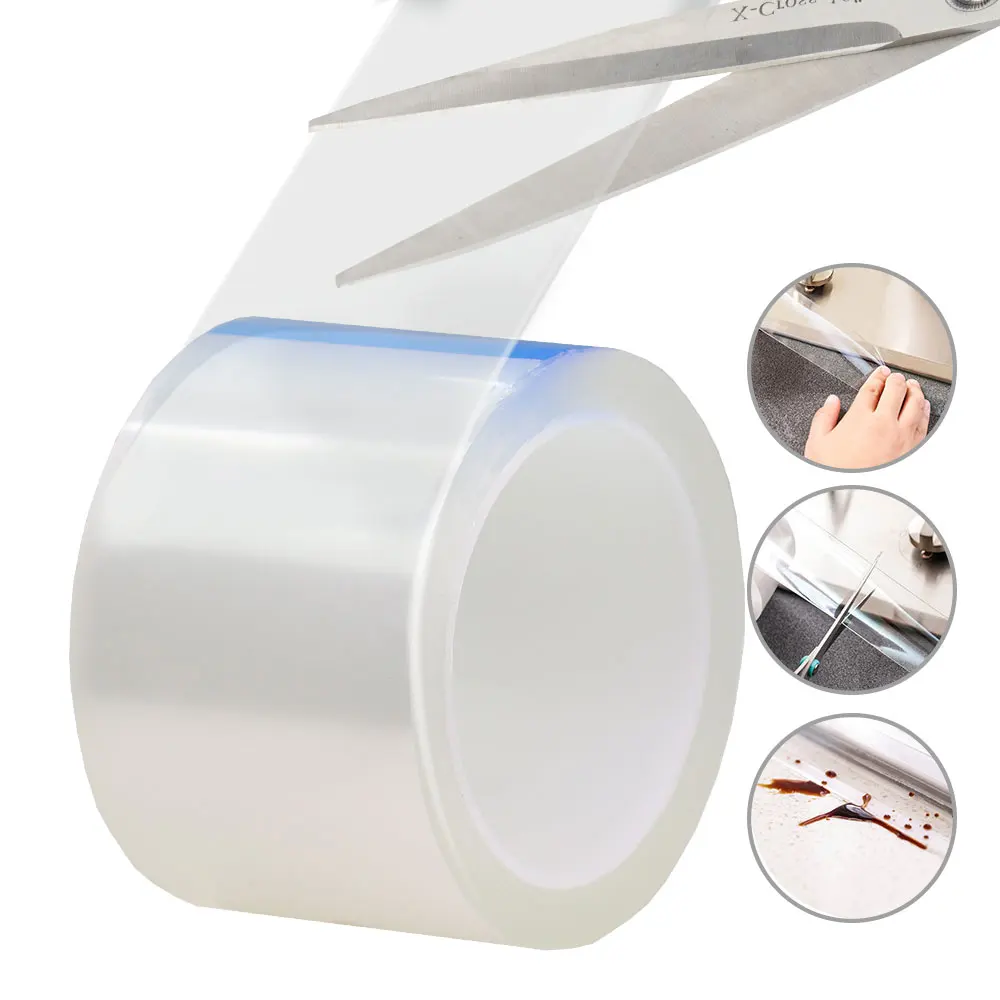 0.3mm Thick Waterproof Mould Proof Tape Traceles Self Adhesive Nano Tape Transparent Caulk Strip for Home Bathroom Kitchen Basin