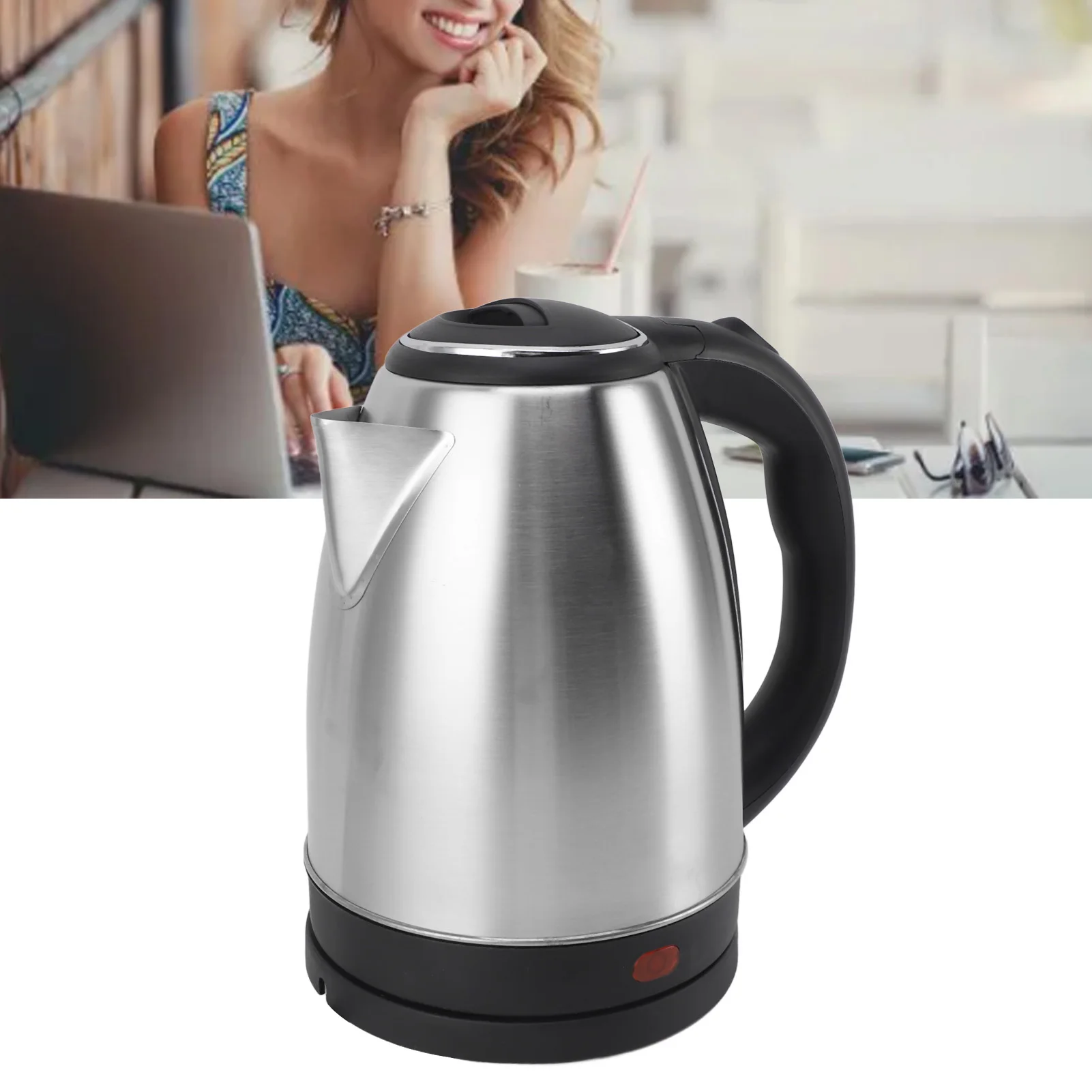 Bouilloire électrique à ébullition rapide 1000W, chauffe-eau en acier inoxydable 2L, arrêt automatique, poignée tactile fraîche de sécurité pour le thé au bureau et à domicile