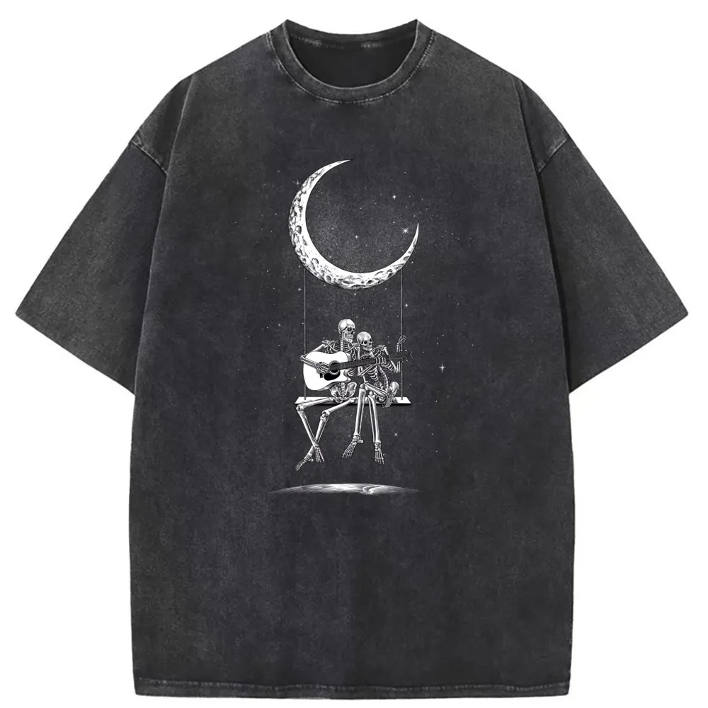 

Skeleton Rock Moon New Tee Shirt Men Long Sleeve Chinese Tshirt Washed Discount Thanksgiving Day Leisure Retro Sweatshirts